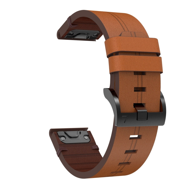 For Garmin Enduro 26mm Leather Steel Buckle Watch Band(Brown) - Watch Bands by buy2fix | Online Shopping UK | buy2fix