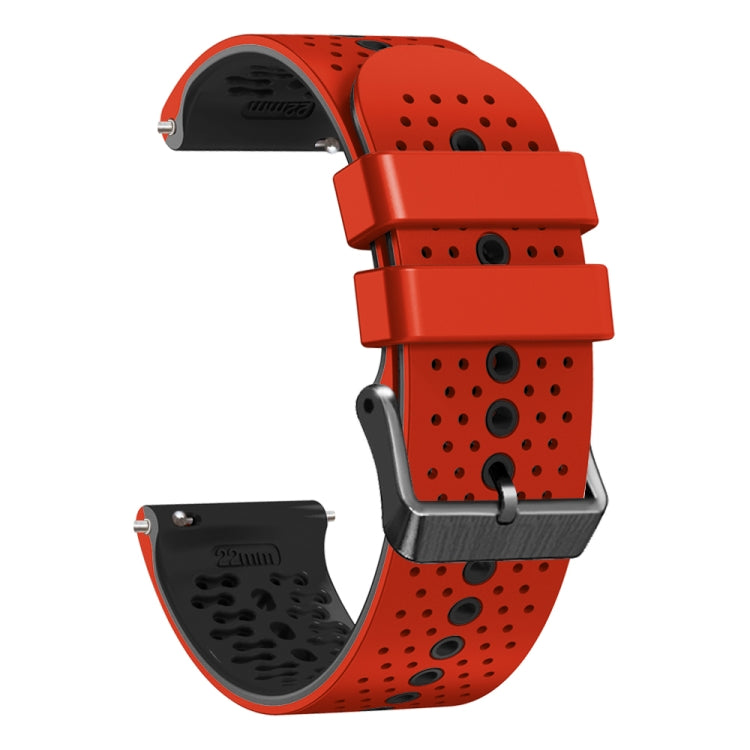 For Garmin vivoactive 4 22mm Perforated Two-Color Silicone Watch Band(Red+Black) - Watch Bands by buy2fix | Online Shopping UK | buy2fix