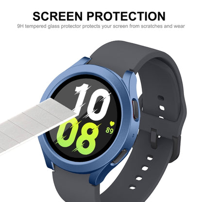 For Samsung Galaxy Watch4/5 44mm ENKAY Hat-Prince Waterproof Full Coverage PC Frame + 9H Tempered Glass Case(Black) - Watch Cases by ENKAY | Online Shopping UK | buy2fix