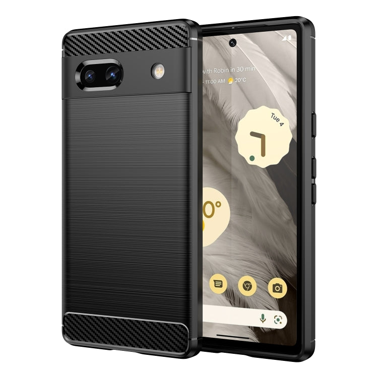 For Google Pixel 7a Brushed Texture Carbon Fiber TPU Phone Case(Black) - Google Cases by buy2fix | Online Shopping UK | buy2fix