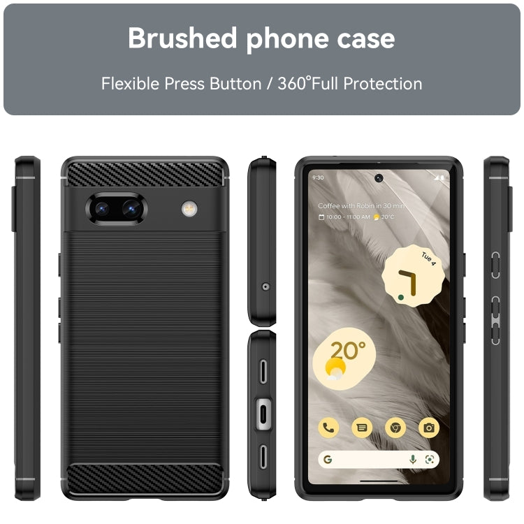 For Google Pixel 7a Brushed Texture Carbon Fiber TPU Phone Case(Black) - Google Cases by buy2fix | Online Shopping UK | buy2fix