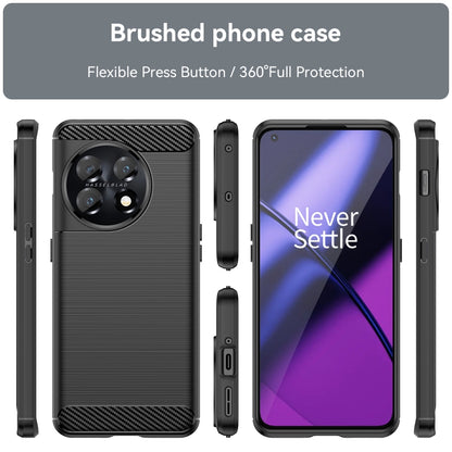 For OnePlus 11 5G Brushed Texture Carbon Fiber TPU Phone Case(Black) - OnePlus Cases by buy2fix | Online Shopping UK | buy2fix