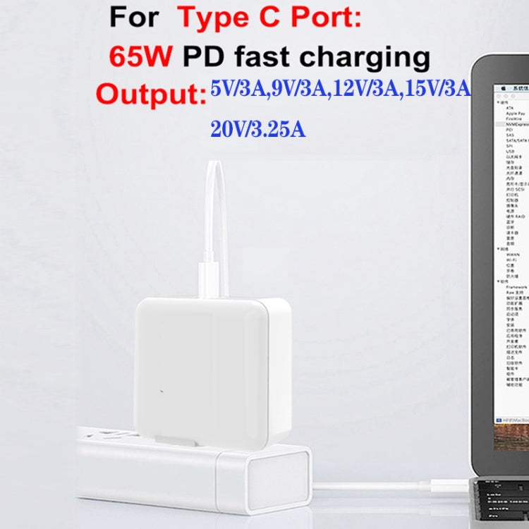 GaN 130W 4-Port USB-C PD65W / PD30W Multi Port Type-C Charger with  1.8m Type-C to MagSafe 2 / T Header Data Cable US / EU / UK Plug - Cable & Adapter by buy2fix | Online Shopping UK | buy2fix