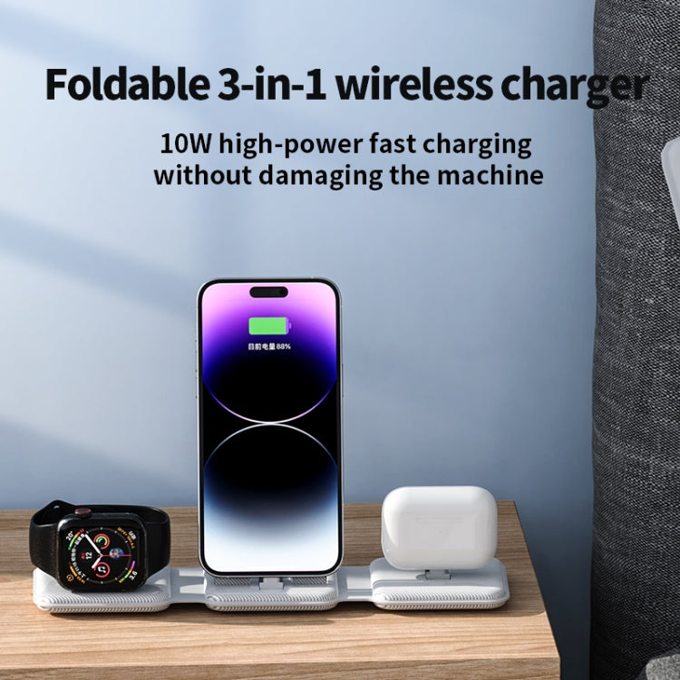 A75 Folding 3 in 1 Wireless Charger Suitable for Apple Watch Mobile Phone Headset(Black) - Wireless Charger by buy2fix | Online Shopping UK | buy2fix