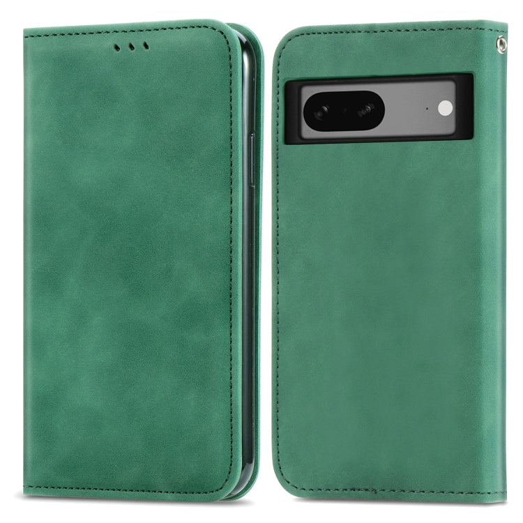 For Google Pixel 7A Retro Skin Feel Magnetic Flip Leather Phone Case(Green) - Google Cases by buy2fix | Online Shopping UK | buy2fix