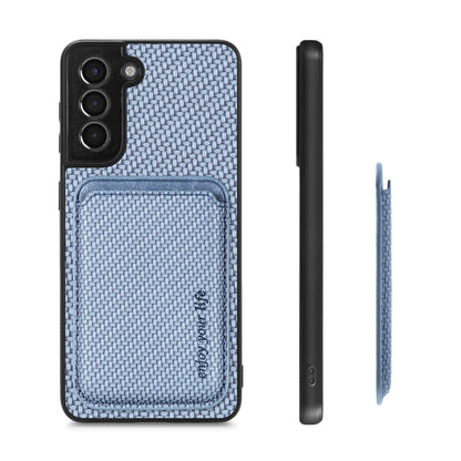 For Samsung Galaxy S21+ 5G Carbon Fiber Leather Card Magsafe Magnetic Phone Case(Blue) - Galaxy S21+ 5G Cases by buy2fix | Online Shopping UK | buy2fix