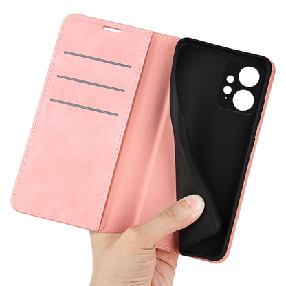 For Xiaomi Redmi Note 12 4G Global Retro-skin Magnetic Suction Leather Phone Case(Pink) - Note 12 Cases by buy2fix | Online Shopping UK | buy2fix