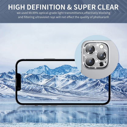 For iPhone 13 Pro / 13 Pro Max ENKAY Hat-Prince Blink Diamond Camera Lens Aluminium Alloy Tempered Glass Film(Silver) - iPhone 13 Pro Tempered Glass by ENKAY | Online Shopping UK | buy2fix