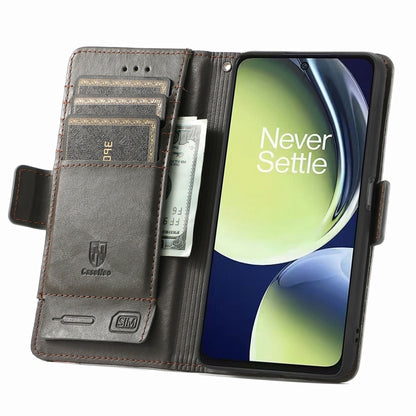 For OnePlus Nord CE 3 Lite CaseNeo Splicing Dual Magnetic Buckle Leather Phone Case(Gray) - OnePlus Cases by buy2fix | Online Shopping UK | buy2fix