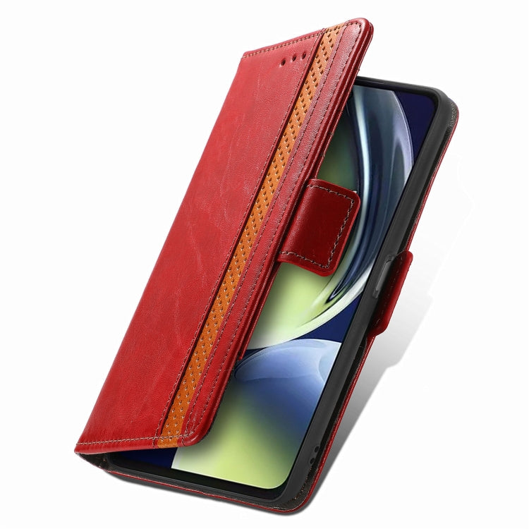 For OnePlus Nord CE 3 Lite CaseNeo Splicing Dual Magnetic Buckle Leather Phone Case(Red) - OnePlus Cases by buy2fix | Online Shopping UK | buy2fix