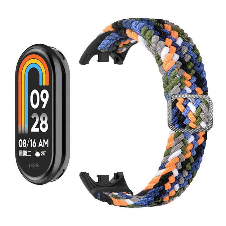 For Xiaomi Mi Band 8 ENKAY Hat-Prince 2 in 1 Set Full Coverage Screen Protector + Elastic Braided Nylon Watch Band(Colorful Black) - Watch Bands by ENKAY | Online Shopping UK | buy2fix