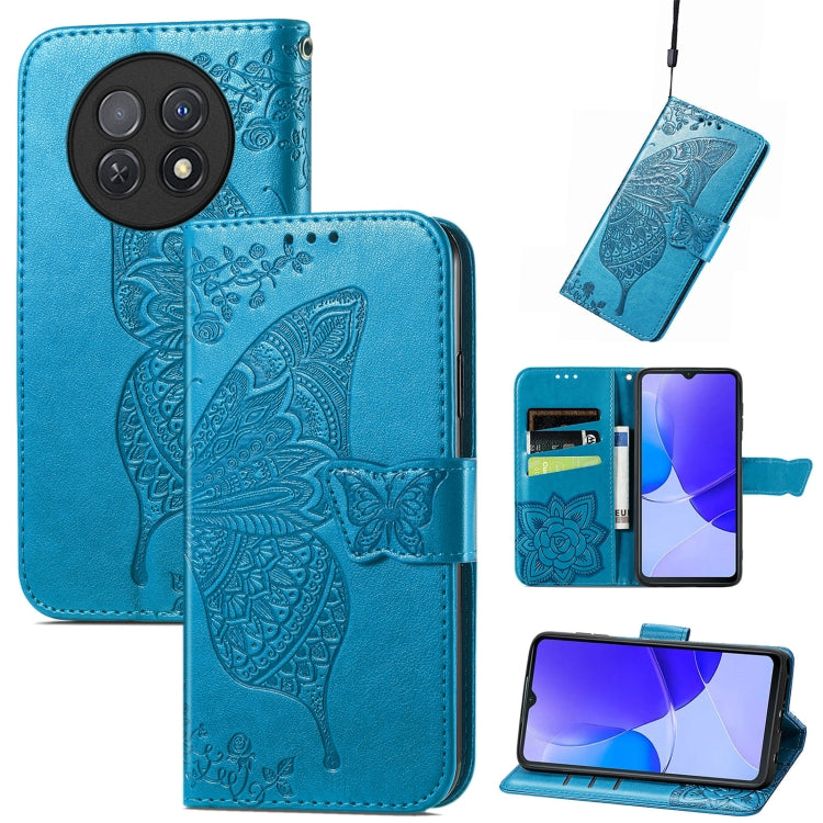 For Huawei Enjoy 60X Butterfly Love Flower Embossed Leather Phone Case(Blue) - Huawei Cases by buy2fix | Online Shopping UK | buy2fix