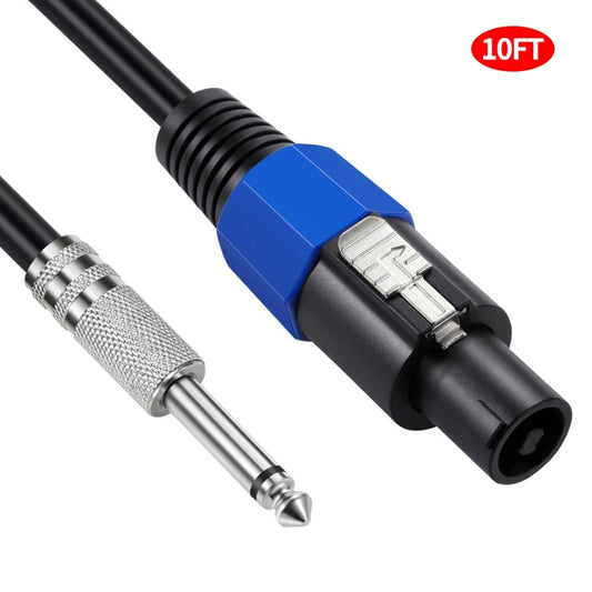 JUNSUNMAY Speakon Male to 6.35mm Male Audio Speaker Adapter Cable with Snap Lock, Length:10FT - Microphone Audio Cable & Connector by JUNSUNMAY | Online Shopping UK | buy2fix