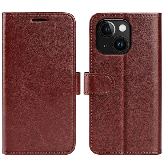 For iPhone 15 R64 Texture Horizontal Flip Leather Phone Case(Brown) - iPhone 15 Cases by buy2fix | Online Shopping UK | buy2fix