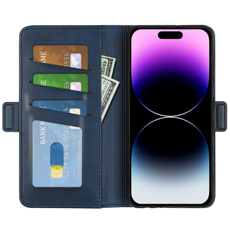 For iPhone 15 Pro Dual-side Magnetic Buckle Horizontal Flip Leather Phone Case(Dark Blue) - iPhone 15 Pro Cases by buy2fix | Online Shopping UK | buy2fix