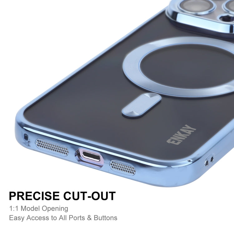 For iPhone 15 Pro Max ENKAY Hat-Prince Magsafe Electroplated TPU Clear Shockproof Phone Case(Dark Blue) - iPhone 15 Pro Max Cases by ENKAY | Online Shopping UK | buy2fix