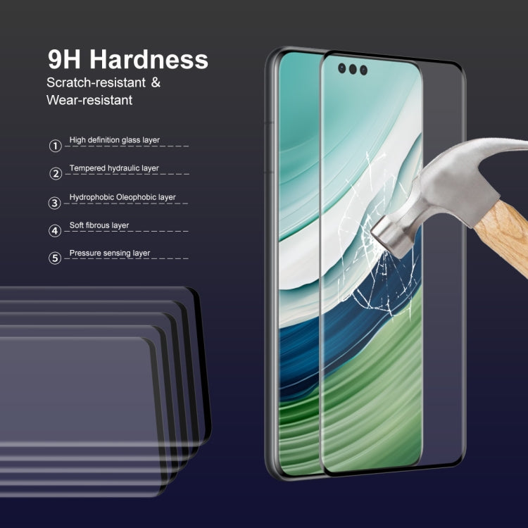 For Huawei Mate 60 Pro 2pcs ENKAY Hat-Prince Heat Bending Full Side Glue Tempered Glass Film(Black) - Huawei Tempered Glass by ENKAY | Online Shopping UK | buy2fix