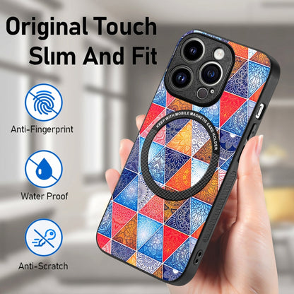 For iPhone 15 Pro Max Colored Drawing Leather Back Phone Case(Rhombus Mandala) - iPhone 15 Pro Max Cases by buy2fix | Online Shopping UK | buy2fix