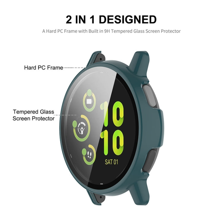 For Garmin Active 5 ENKAY Hat-Prince Full Coverage PC + Tempered Glass Film Integrated Watch Case(Dark Green) - Watch Cases by ENKAY | Online Shopping UK | buy2fix