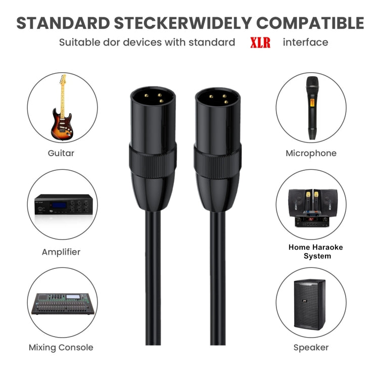 JUNSUNMAY XLR Male to Male Mic Cord 3 Pin Audio Cable Balanced Shielded Cable, Length:3m - Microphone Audio Cable & Connector by JUNSUNMAY | Online Shopping UK | buy2fix