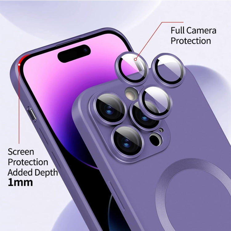 For iPhone 15 Pro Max ENKAY MagSafe Matte TPU Phone Case with Lens Film & Screen Glass Film(Silver) - iPhone 15 Pro Max Cases by ENKAY | Online Shopping UK | buy2fix