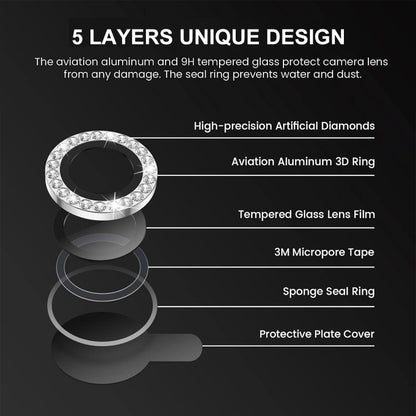 For iPhone 14 / 14 Plus ENKAY AR Anti-reflection Individual Diamond Ring Camera Lens Glass Full Film(Golden) - iPhone 14 Tempered Glass by ENKAY | Online Shopping UK | buy2fix