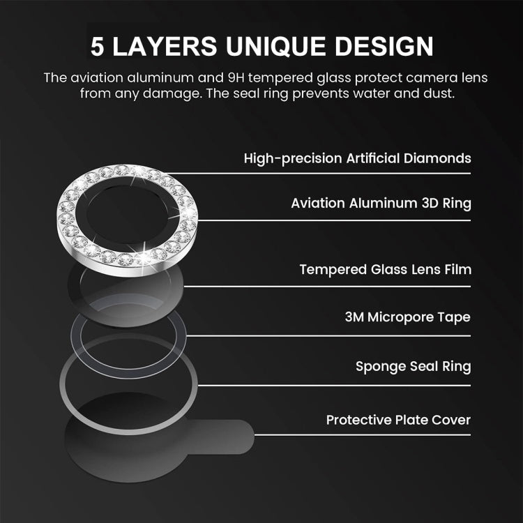 For iPhone 13 Pro / 13 Pro Max ENKAY AR Anti-reflection Individual Diamond Ring Camera Lens Glass Full Film(Silver) - iPhone 13 Pro Max Tempered Glass by ENKAY | Online Shopping UK | buy2fix