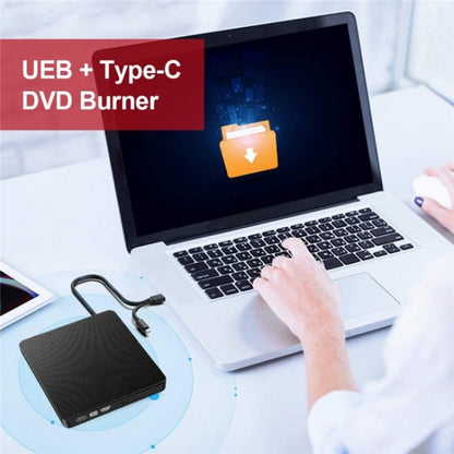 XD009 External CD Reader VCD Burner Ultra-thin Design Laptop Computer USB 3.0+Type-C DVD Drive - Rewritable Drive by buy2fix | Online Shopping UK | buy2fix