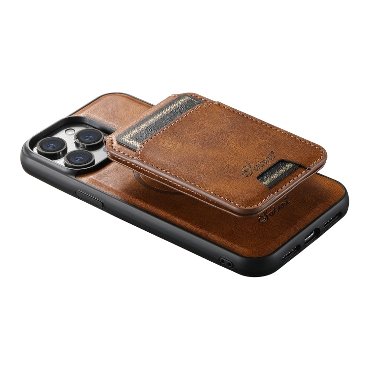 For iPhone 13 Pro Max Suteni H15 MagSafe Oil Eax Leather Detachable Wallet Back Phone Case(Brown) - iPhone 13 Pro Max Cases by Suteni | Online Shopping UK | buy2fix