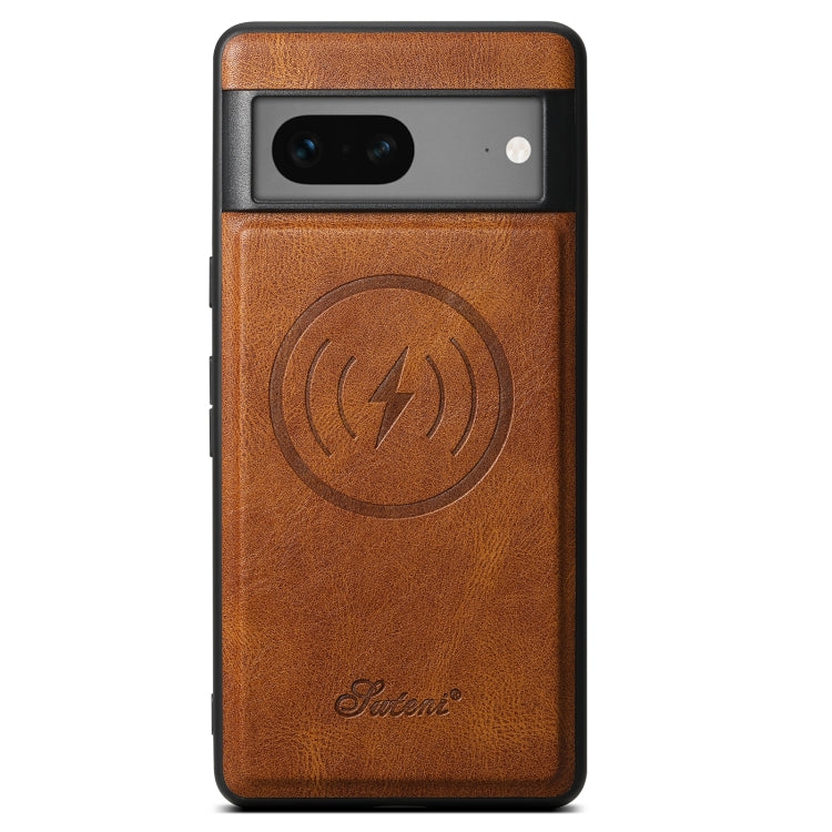 For Google Pixel 7 Suteni H15 Oil Eax Leather Detachable Wallet Back Phone Case(Brown) - Google Cases by Suteni | Online Shopping UK | buy2fix