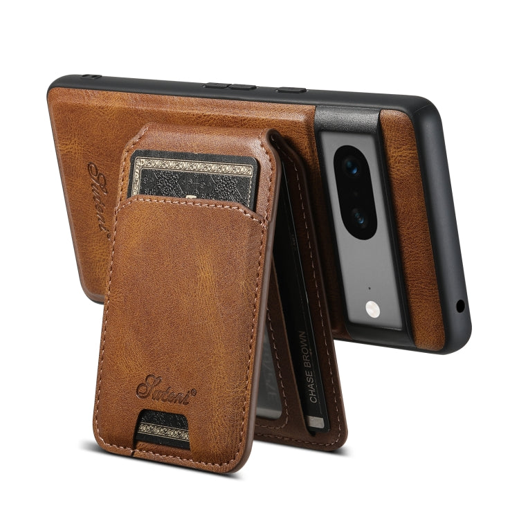 For Google Pixel 7 Suteni H15 Oil Eax Leather Detachable Wallet Back Phone Case(Brown) - Google Cases by Suteni | Online Shopping UK | buy2fix