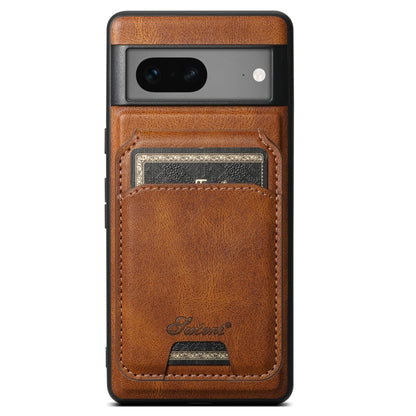 For Google Pixel 7 Suteni H15 Oil Eax Leather Detachable Wallet Back Phone Case(Brown) - Google Cases by Suteni | Online Shopping UK | buy2fix