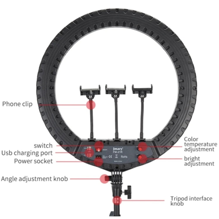 JMARY FM-21R With Remote Control Phone Clip 21-inch Dimmable LED Ring Light(US Plug) -  by Jmary | Online Shopping UK | buy2fix