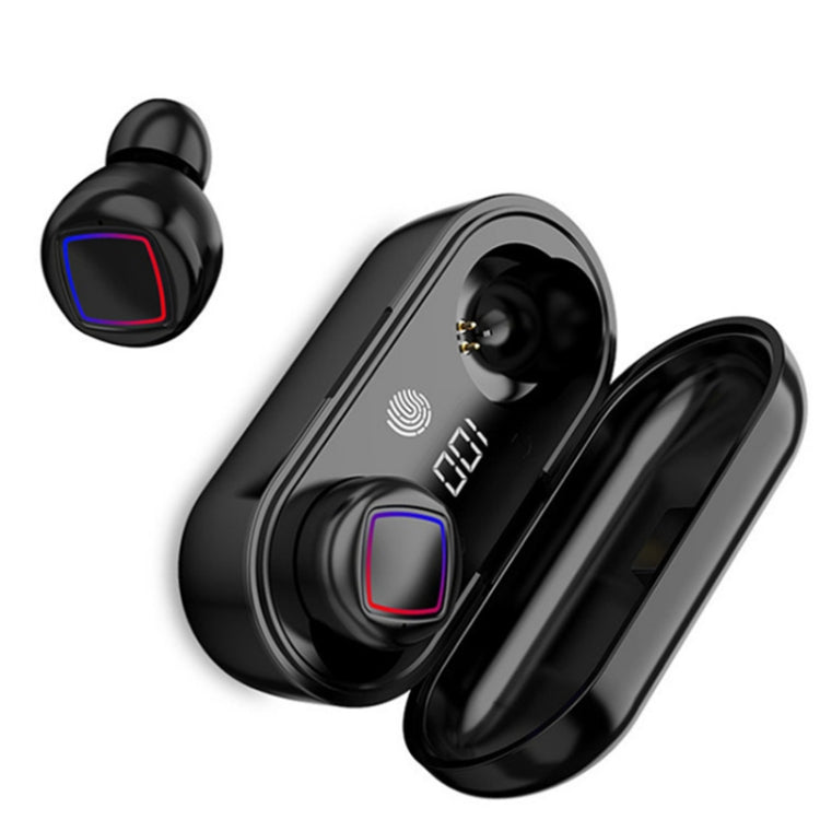 TWS Fingerprint Touch Bluetooth Headset LED Battery Display With Charging Bin(Black) - TWS Earphone by buy2fix | Online Shopping UK | buy2fix