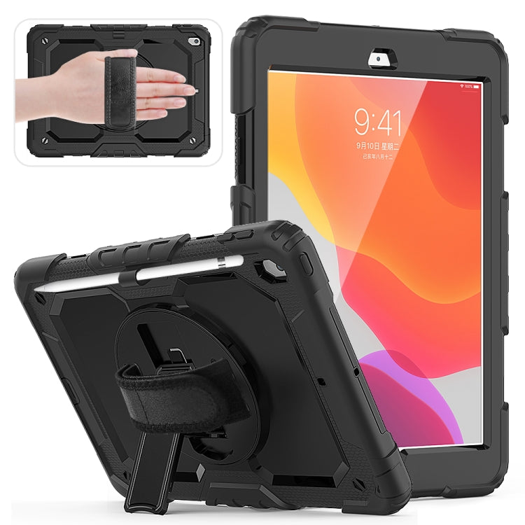 For iPad 10.2 Shockproof Colorful Silica Gel + PC Protective Case with Holder & Shoulder Strap & Hand Strap & Pen Slot(Black) - iPad 10.2 Cases by buy2fix | Online Shopping UK | buy2fix