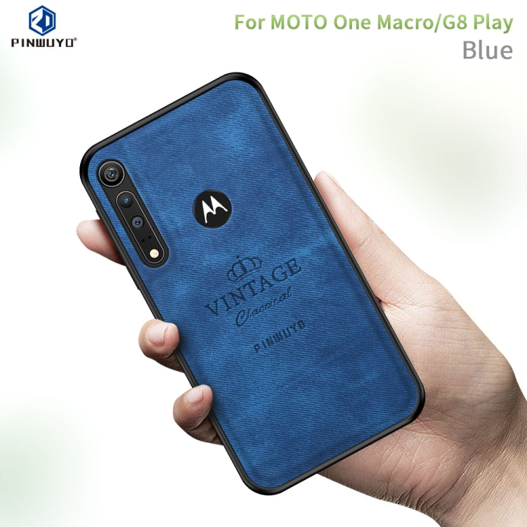 For MOTO G8 Play / One macro PINWUYO Zun Series PC + TPU + Skin Waterproof And Anti-fall All-inclusive Protective Shell(Blue) - Motorola Cases by PINWUYO | Online Shopping UK | buy2fix