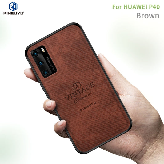 For Huawei P40 PINWUYO Zun Series PC + TPU + Skin Waterproof And Anti-fall All-inclusive Protective Shell(Brown) - Huawei Cases by PINWUYO | Online Shopping UK | buy2fix