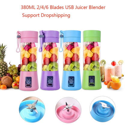 USB Rechargeable Electric Automatic Vegetable Fruit Citrus Orange Juice Maker Cup Mixer Bottle (380ML)(4 Blades Green) - Home & Garden by buy2fix | Online Shopping UK | buy2fix