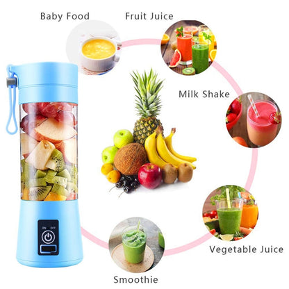 USB Rechargeable Electric Automatic Vegetable Fruit Citrus Orange Juice Maker Cup Mixer Bottle (380ML)(4 Blades Green) - Home & Garden by buy2fix | Online Shopping UK | buy2fix
