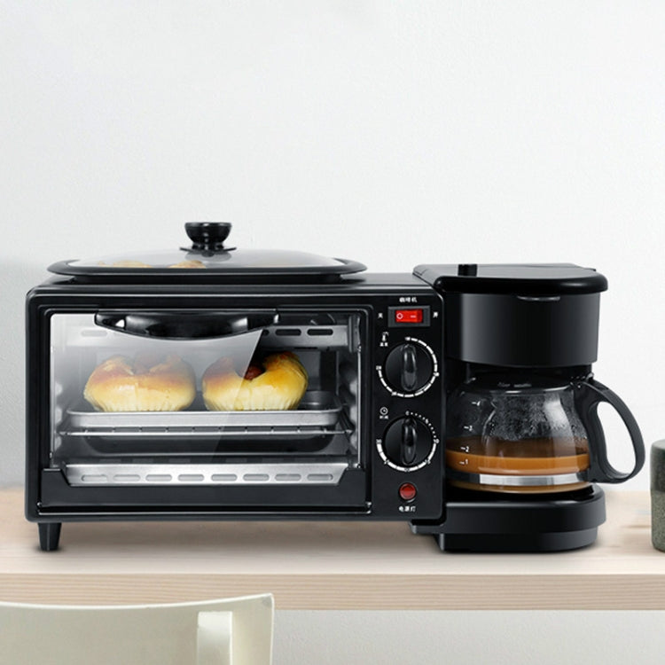 3 in 1 Electric Breakfast Machine Multifunction Coffee Maker + Frying Pan + Mini Oven  Household Bread Pizza Oven(Black) - Home & Garden by buy2fix | Online Shopping UK | buy2fix