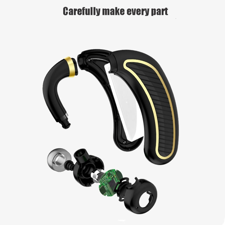 Business Bluetooth Earphone Wireless Headphone with Mic 24 Hours Work Time Bluetooth Headset for iPhone Android  phone(Black Gold) - Bluetooth Earphone by buy2fix | Online Shopping UK | buy2fix