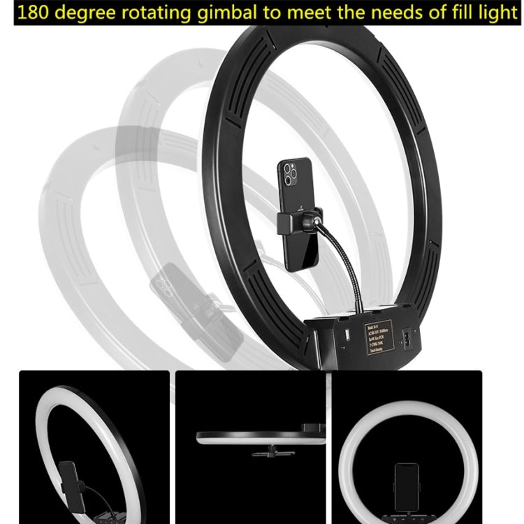 14 inch+Phone Clip Dimmable Color Temperature LED Ring Fill Light Live Broadcast Set With 2.1m Tripod Mount, CN Plug - Consumer Electronics by buy2fix | Online Shopping UK | buy2fix