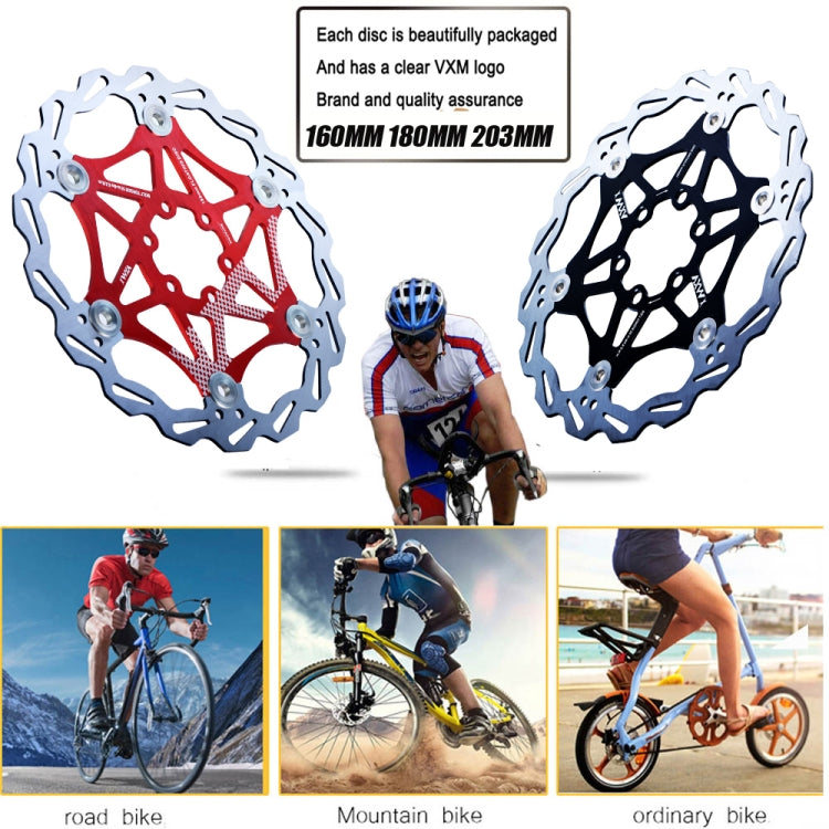 VXM Bicycle Mountain Bike Floating Brake Disc Brake 203mm(Red) - Outdoor & Sports by VXM | Online Shopping UK | buy2fix