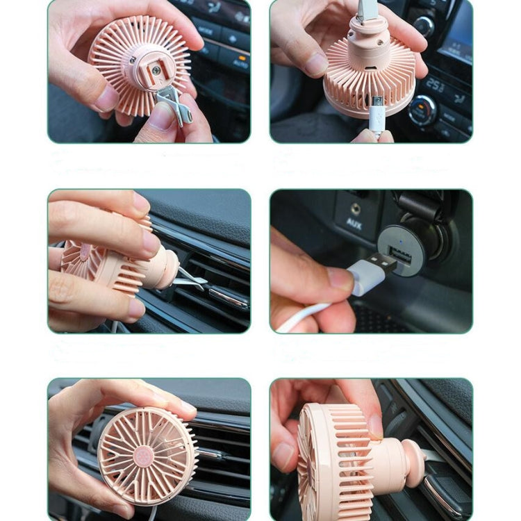 Car Vent Fan Multi-function USB Interface Mini LED Lamp Car Fan(Pink) - Heating & Fans by buy2fix | Online Shopping UK | buy2fix