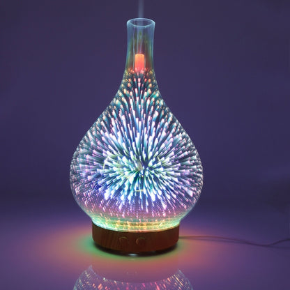 STB-XB10 3D Fireworks 7 Colors LED Night Light Air Humidifier Aroma Essential Oil Diffuser Mist Maker, Plug Type:US Plug(Dark Wood Grain) - Home & Garden by buy2fix | Online Shopping UK | buy2fix