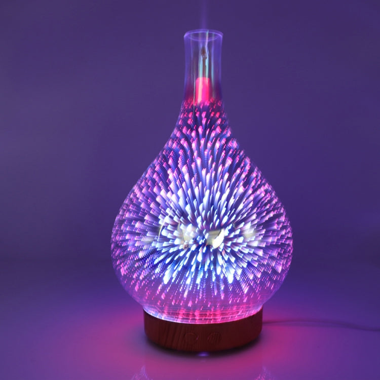 STB-XB10 3D Fireworks 7 Colors LED Night Light Air Humidifier Aroma Essential Oil Diffuser Mist Maker, Plug Type:AU Plug(Dark Wood Grain) - Home & Garden by buy2fix | Online Shopping UK | buy2fix