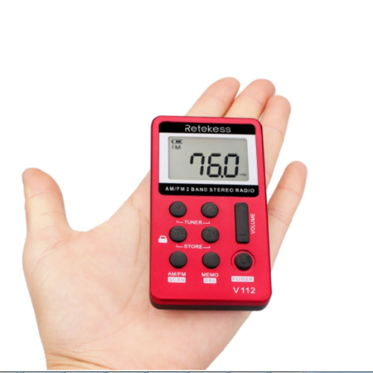 Retekess V-112 Mini Portable 1.5 inch LCD Display FM Radio with Lanyard & Earphone(Red) - Consumer Electronics by buy2fix | Online Shopping UK | buy2fix