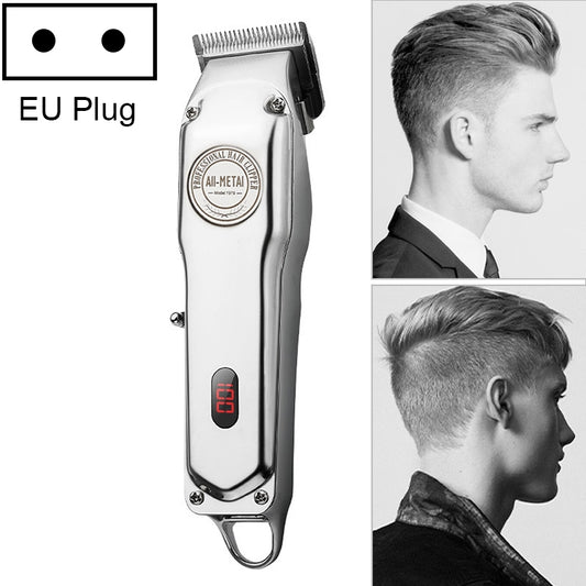 Retro Oil Head Electric Pusher Strong Power Electric Fader LCD Digital Display Rechargeable Hair Clipper(EU Plug) - Hair Trimmer by buy2fix | Online Shopping UK | buy2fix