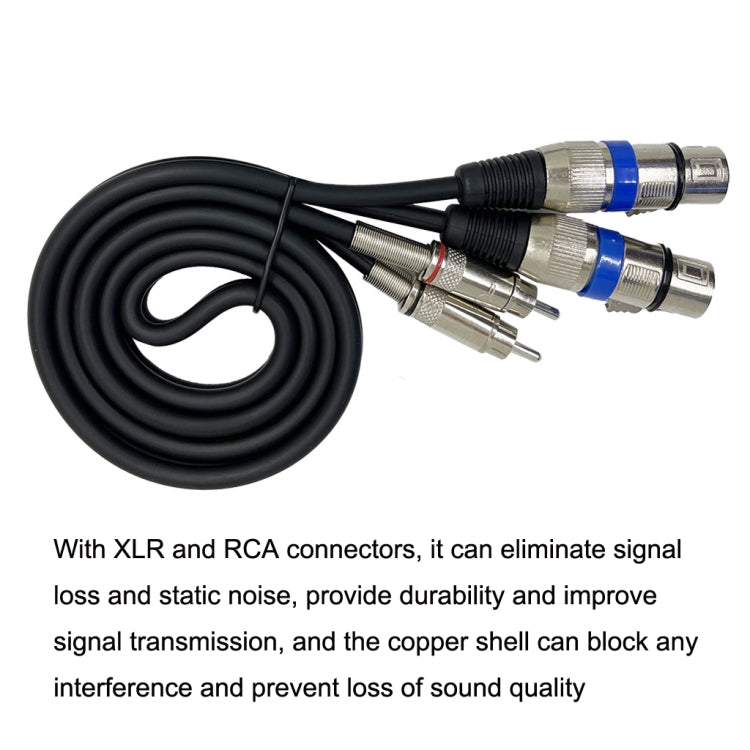 2RCA Male 2XLR Caron Female Speaker Audio Balance Cable, Length:1.5m - Microphone Audio Cable & Connector by buy2fix | Online Shopping UK | buy2fix