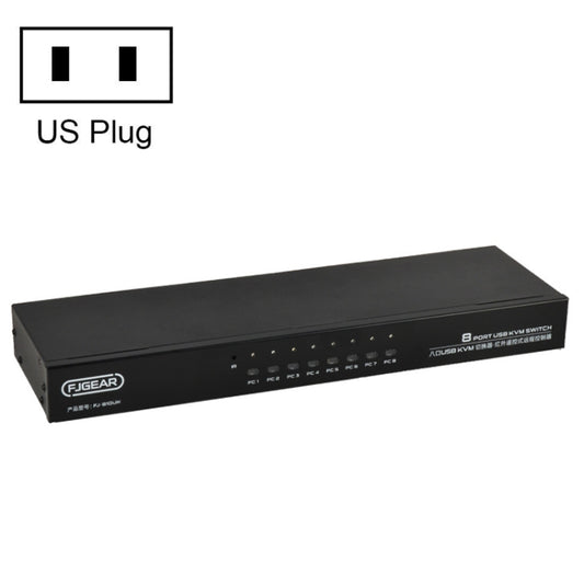 FJGEAR FJ-810UK 8 In 1 Out USB KVM Switcher With Desktop Switch, Plug Type:US Plug(Black) - Converter by FJGEAR | Online Shopping UK | buy2fix